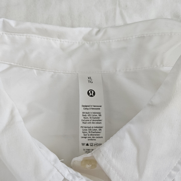 Lululemon Cotton-Blend Poplin Button-Down Shirt WHT White Women's Size XLarge - Picture 2 of 8